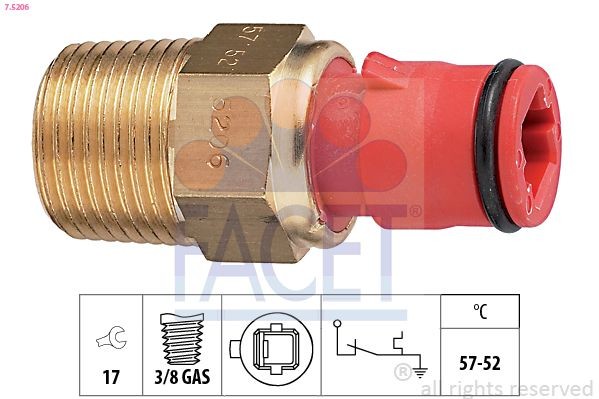 FACET 7.5206: Temperatuurilülitus, radiaatorivent. Made in Italy - OE Equivalent