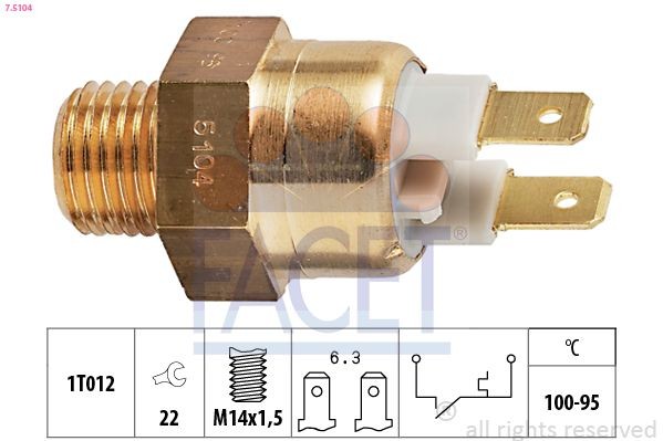 FACET 7.5104: Temperatuurilülitus, radiaatorivent. Made in Italy - OE Equivalent