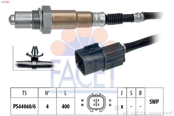 FACET 10.7657: Lambda andur koos kinnitusmaterjaliga, Made in Italy - OE Equivalent