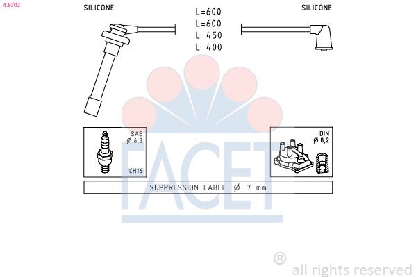 FACET 4.9702: Süütesüsteemikomplekt Made in Italy - OE Equivalent