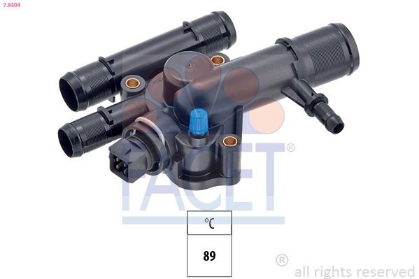 FACET 7.8504: Termostaat, Jahutusvedelik 89°C, koos tihendiga, Made in Italy - OE Equivalent