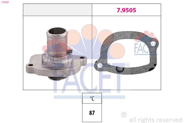 FACET 7.8544S: Termostaat, Jahutusvedelik 80°C, 67mm, 35mm, Made in Italy - OE Equivalent