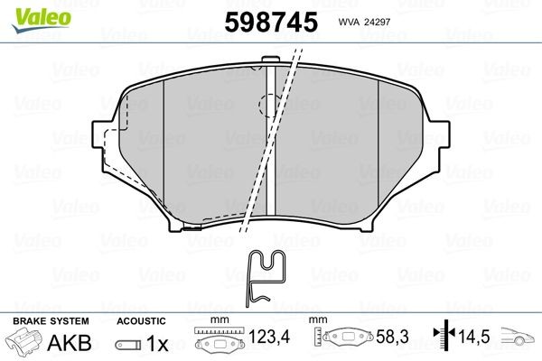 VALEO 598745: Plaquettes de frein Essieu avant