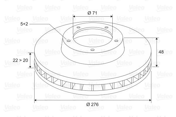 VALEO 186145: Piduriketas Esisild, Ø: 276mm, õhutusega, Ø: 276mm
