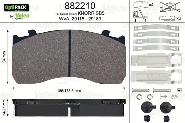 VALEO 882210: Piduriklotsid ilma kruvideta, OPTIPACK