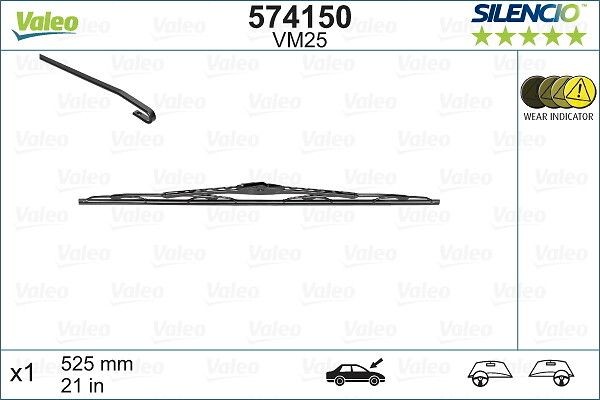VALEO 574150: Lamelă ștergător fata, 525mm SILENCIO
