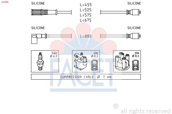 FACET 4.8398: Süütesüsteemikomplekt Made in Italy - OE Equivalent