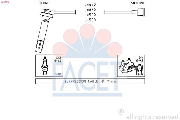 FACET 4.9819: Augstsprieguma vadu komplekts Made in Italy - OE Equivalent