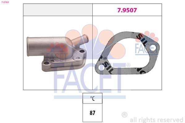 FACET 7.8163: Termostat, lichid racire 87°C, Made in Italy - OE Equivalent