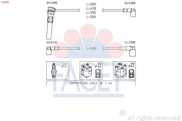 FACET 4.9900: Augstsprieguma vadu komplekts Made in Italy - OE Equivalent