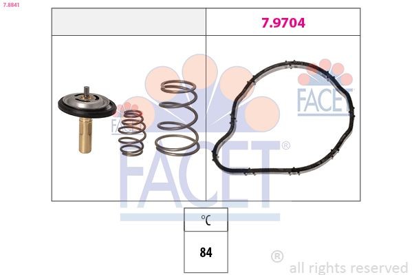 FACET 7.8841: Termostaat, Jahutusvedelik 84°C, Made in Italy - OE Equivalent