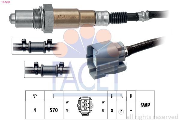 FACET 10.7492: Lambda jutiklis su tvirtinimo medžiaga, Made in Italy - OE Equivalent