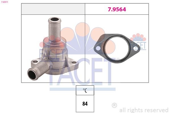 FACET 7.8311: Termostaat, Jahutusvedelik 84°C, Made in Italy - OE Equivalent