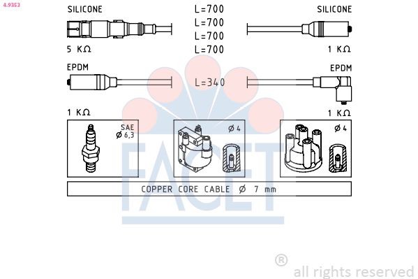 FACET 4.9608: Süütesüsteemikomplekt Made in Italy - OE Equivalent