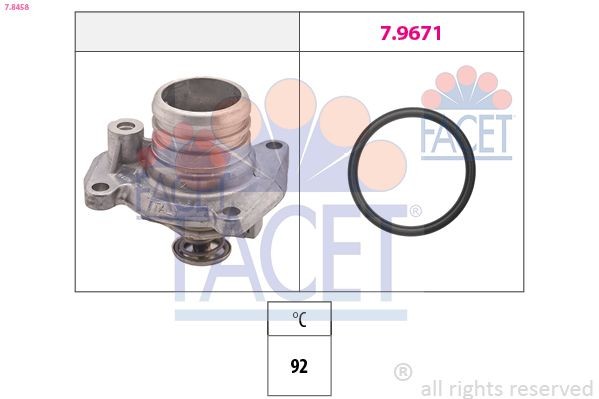 FACET 7.8458: Termostaat, Jahutusvedelik 92°C, Made in Italy - OE Equivalent