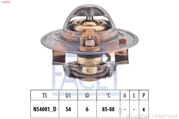 FACET 7.8378S: Termostaat, Jahutusvedelik 85, 88°C, 54mm, ilma tihendita, Made in Italy - OE Equivalent