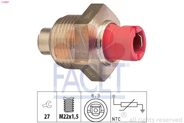 FACET 7.3087: Andur, Jahutusvedeliku temp. M22x1,5, Made in Italy - OE Equivalent