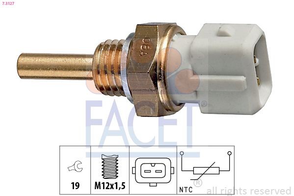 FACET 7.3127: Andur, Jahutusvedeliku temp. M12x1,5, Made in Italy - OE Equivalent