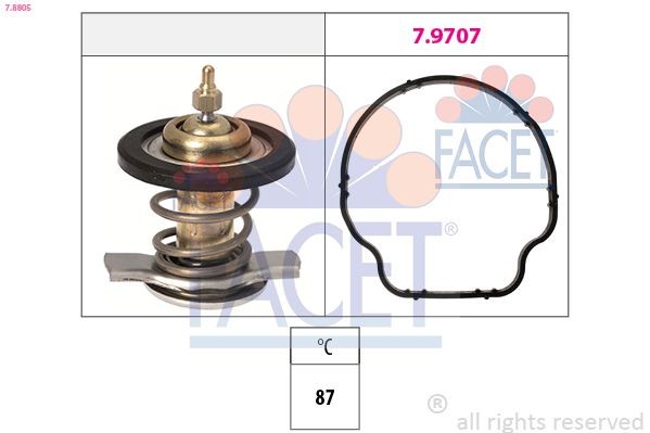 FACET 7.8805: Termostaat, Jahutusvedelik 87°C, Made in Italy - OE Equivalent