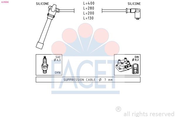 FACET 4.9504: Süütesüsteemikomplekt Made in Italy - OE Equivalent