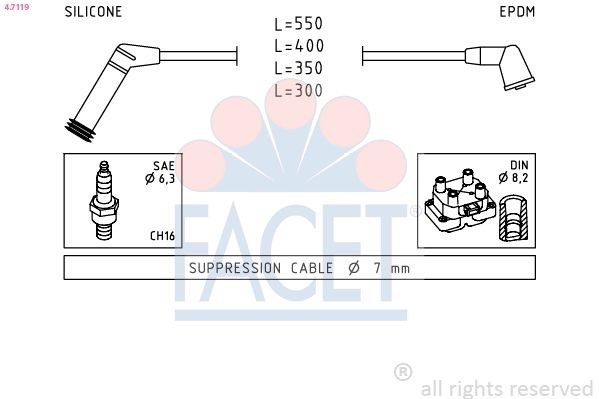 FACET 4.7119: Süütesüsteemikomplekt Made in Italy - OE Equivalent