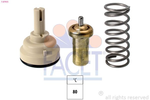 FACET 7.8793S: Termostaat, Jahutusvedelik 80°C, ilma tihendita, Made in Italy - OE Equivalent