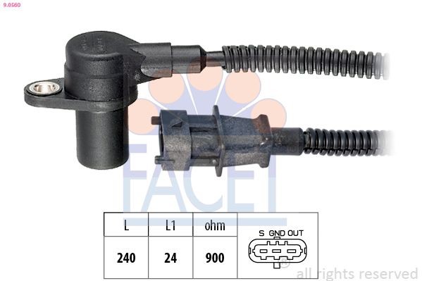 FACET 9.0560: Jutiklis, alkūninio veleno impulsas Made in Italy - OE Equivalent