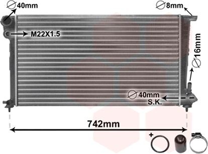 VAN WEZEL 09002159: Radiaator, mootorijahutus koos lisadega, Ühendusliin paigutatud, *** IR PLUS ***