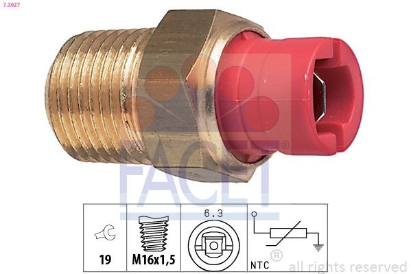 FACET 7.3027: Andur, Jahutusvedeliku temp. M16x1,5, Made in Italy - OE Equivalent