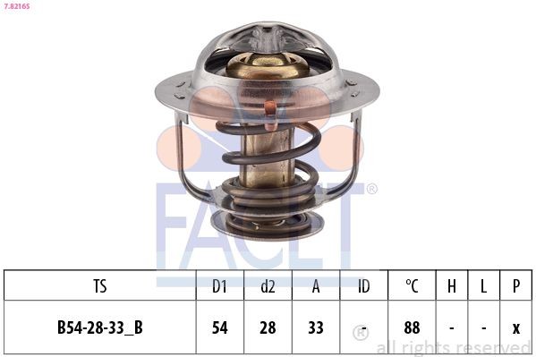FACET 7.8216S: Termostaat, Jahutusvedelik 88°C, 54mm, 28mm, ilma tihendita, Made in Italy - OE Equivalent