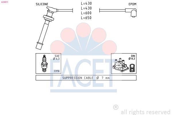 FACET 4.9411: Set cablaj aprinder Made in Italy - OE Equivalent