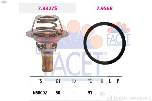 FACET 7.8789S: Termostaat, Jahutusvedelik 71°C