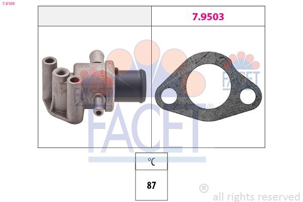 FACET 7.8109: Termostaat, Jahutusvedelik 87°C, Made in Italy - OE Equivalent