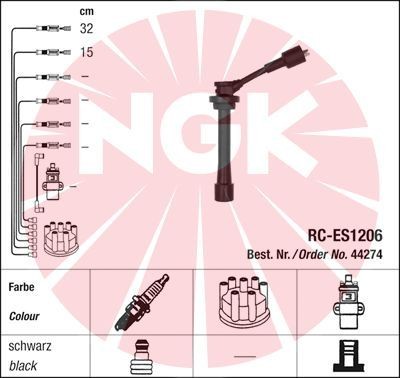 NGK 44274: Set cablaj aprinder negru