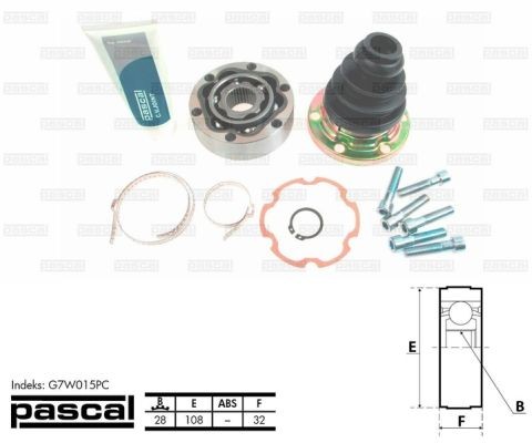 PASCAL G7W015PC: Jeu de joints, arbre de transmission du côté boîte de vitesses