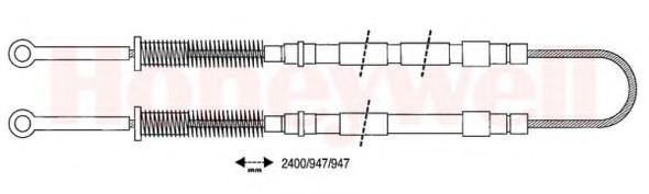 BENDIX 431247B: Tross, seisupidur taga vasakul, taga paremal, 2400mm