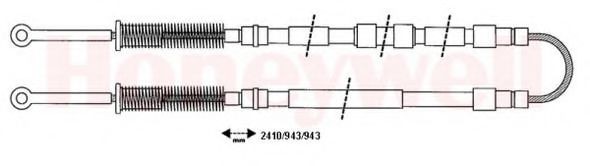 BENDIX 432814B: Tross, seisupidur taga vasakul, taga paremal, 2410/943mm, 2410/943mm