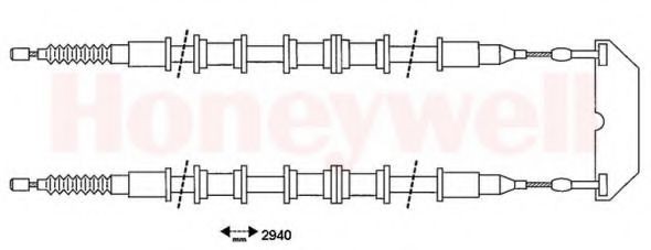 BENDIX 432911B: Cablu, frana de parcare spate stanga, spate dreapta, 2940mm
