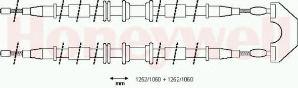BENDIX 432937B: Tross, seisupidur taga vasakul, taga paremal, 1252/1060/1252/1060mm, 1252/1060/1252/1060mm