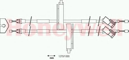 BENDIX 433172B: Tross, seisupidur kese, 1270/1000mm, 1270/1000mm