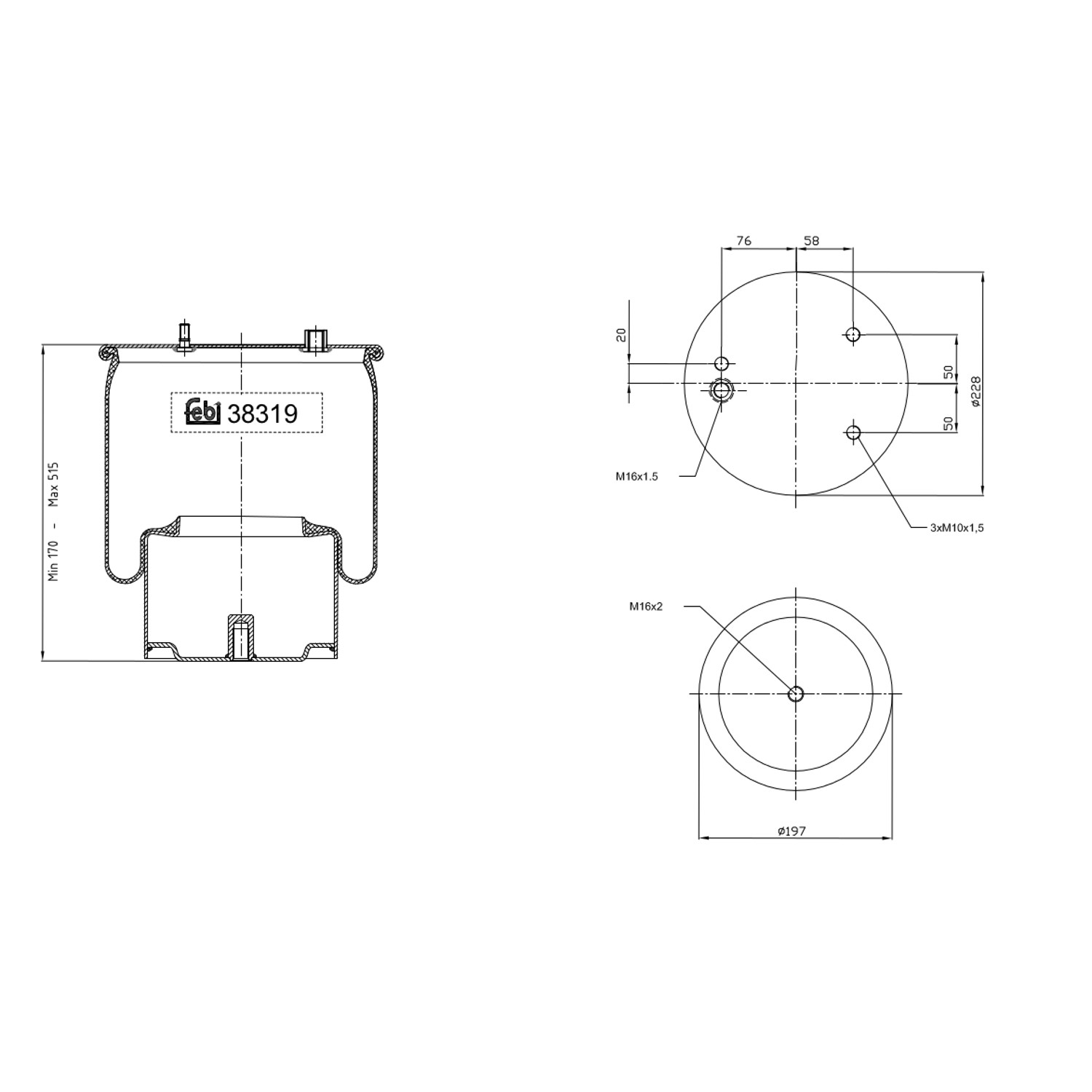 FEBI BILSTEIN 38319: Burduf, suspensie pneumatică