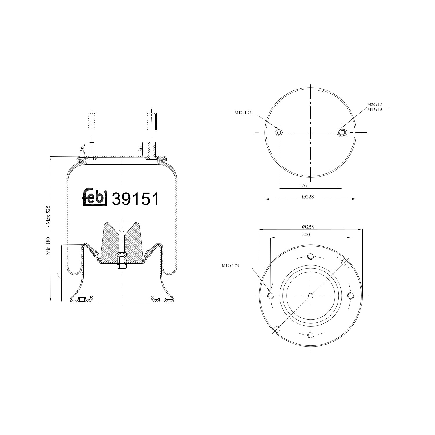FEBI BILSTEIN 39151: Burduf, suspensie pneumatică
