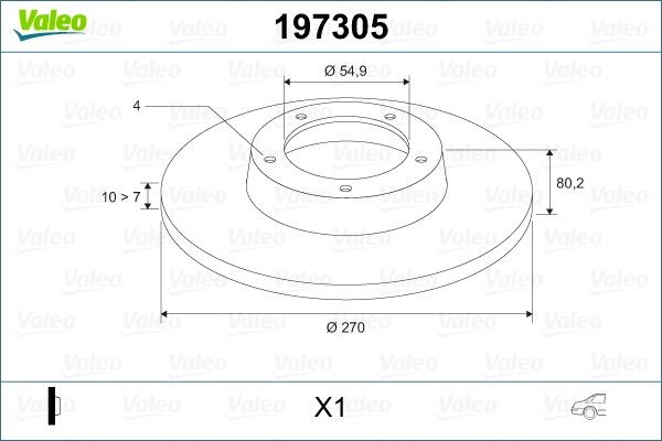 VALEO 197305: Piduriketas Tagasild, Ø: 270mm, täis, Ø: 270mm