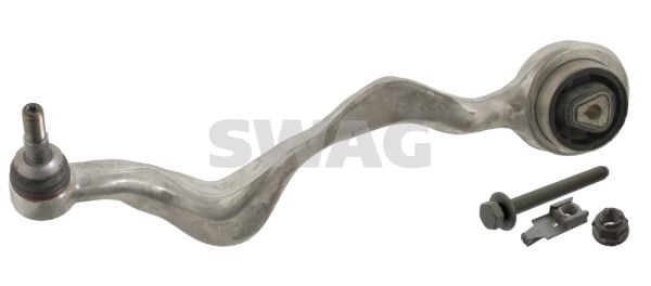 SWAG 20 93 0516: Brat, suspensie roata Axa fata stanga, partea de jos, fata, Aluminiu, cu piulițe, cu articulatie de sarcina/ghidare, cu lagar