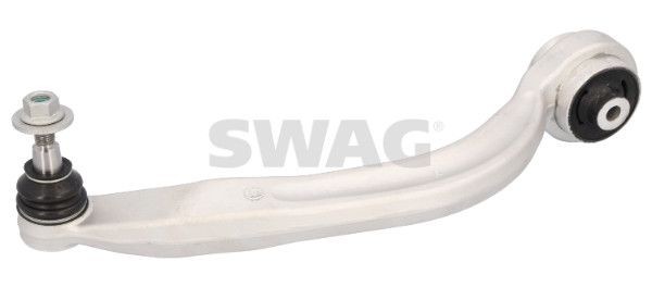 SWAG 30 93 1281: Brat, suspensie roata Axa fata dreapta, partea de jos, spate, Aluminiu, cu piuliță de siguranță, cu articulatie de sarcina/ghidare, cu lagar