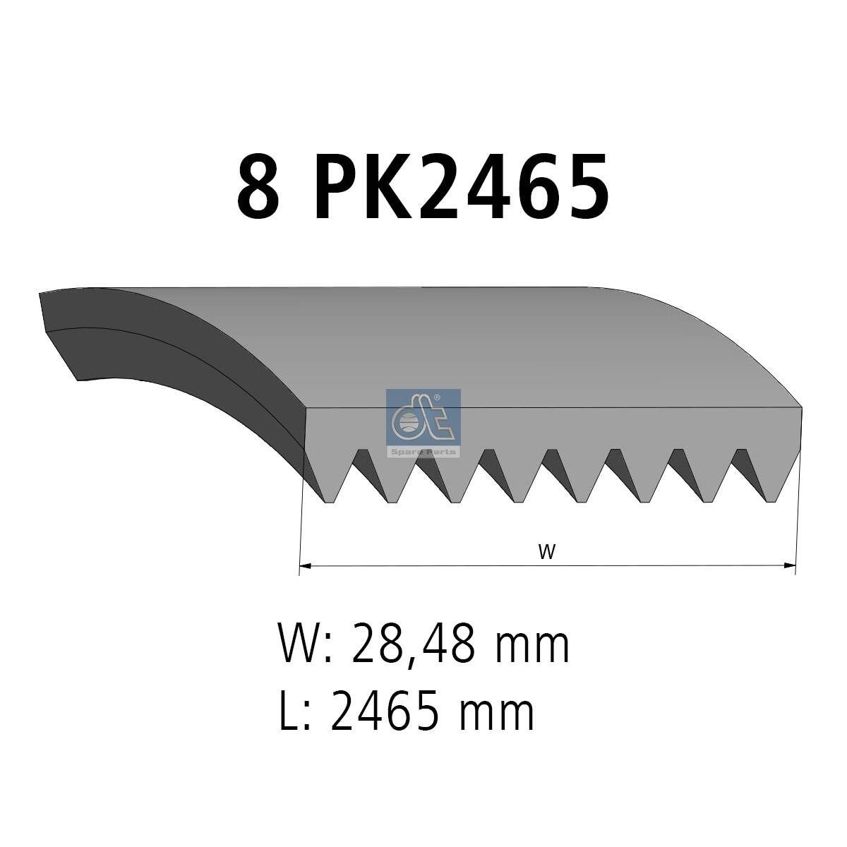 DT Spare Parts 1.21960: Soonrihm 2465mm, Ribide arv: 8