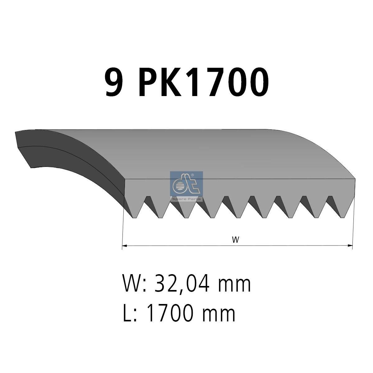 DT Spare Parts 4.80680: Soonrihm 1700mm, Ribide arv: 9