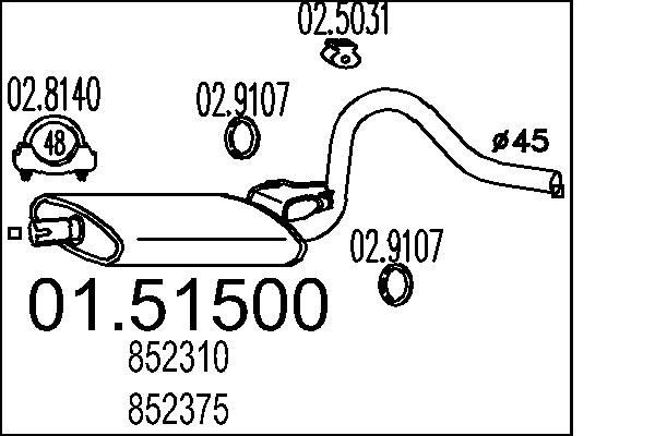 MTS 01.51500: Kesksummuti 940mm