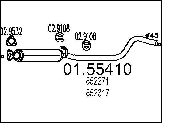 MTS 01.55410: Marmitta centrale 1330mm
