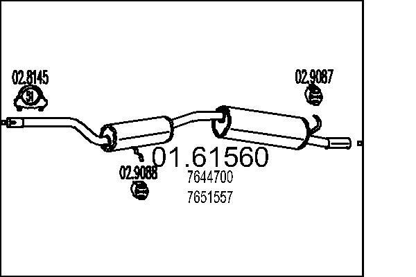 MTS 01.61560: Silencieux arrière 1520mm